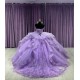 Strapless Lilac Quinceanera Dresses Crystal Sweetheart Neck 15 Dress