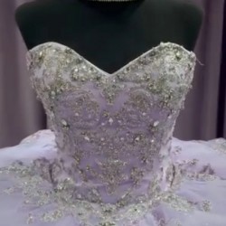 Strapless Lilac Quinceanera Dresses Crystal Sweetheart Neck 15 Dress