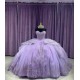 Strapless Lilac Quinceanera Dresses Crystal Sweetheart Neck 15 Dress