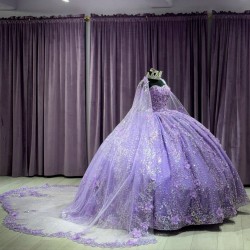 Strapless Lilac Quinceanera Dresses Sweetheart Neckline 15 Dress