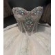 Strapless Pink On White Quinceanera Dress Metallic Sequin 15 Dresses