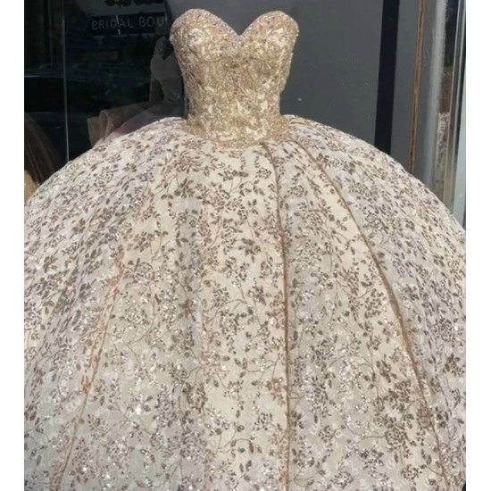 Strapless Quinceanera Dama Dresses Champagne With Bowties Back