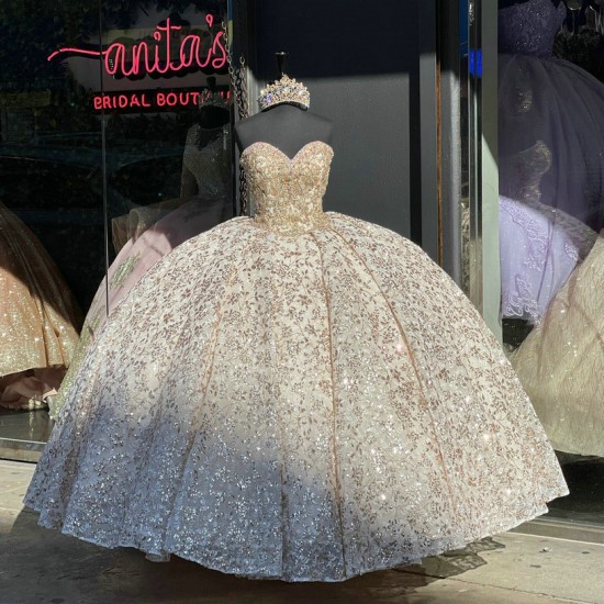 Strapless Quinceanera Dama Dresses Champagne With Bowties Back