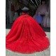 Strapless Red Quince Dresses Metallic Sequin 15 Dress With Bow