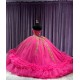 Strapless Ruffle Hot Pink Quince Dresses Sweetheart Neckline 15 Dress