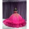 Strapless Ruffle Hot Pink Quince Dresses Sweetheart Neckline 15 Dress