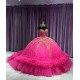 Strapless Ruffle Hot Pink Quince Dresses Sweetheart Neckline 15 Dress