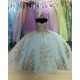 Strapless Sky Blue 15 Dresses Sweetheart Neck Dress With Bow