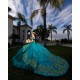 Sweet 15 Gowns Emerald Green Quince Dress Off Shoulder Vestidos De 15 Anos