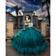 Sweet 15 Gowns Emerald Green Quince Dress Off Shoulder Vestidos De 15 Anos