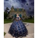 Sweet 15 Gowns Navy Blue Quinceanera Dress Off Shoulder Princess Dresses