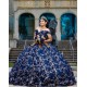 Sweet 15 Gowns Navy Blue Quinceanera Dress Off Shoulder Princess Dresses