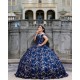 Sweet 15 Gowns Navy Blue Quinceanera Dress Off Shoulder Princess Dresses