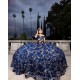 Sweet 15 Gowns Navy Blue Quinceanera Dress Off Shoulder Princess Dresses