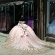 Sweetheart 15 Ball Gown Sequin Pink Quinceanera Dress With Bow