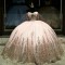 Sweetheart 15 Ball Gown Sequin Pink Quinceanera Dress With Bow