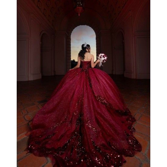 Sweetheart Burgundy Quinceanera Dress Sleeveless Princess Dresses