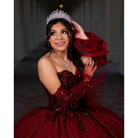 Sweetheart Burgundy Quinceanera Dress Sleeveless Princess Dresses