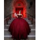 Sweetheart Burgundy Quinceanera Dress Sleeveless Princess Dresses