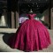 Sweetheart Burgundy Quinceanera Dresses Off Shoulder 15 Dress With Bow