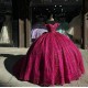 Sweetheart Burgundy Quinceanera Dresses Off Shoulder 15 Dress With Bow