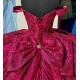 Sweetheart Burgundy Quinceanera Dresses Off Shoulder Ball Gown 15 Dress With Bow