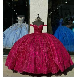 Sweetheart Burgundy Quinceanera Dresses Off Shoulder Ball Gown 15 Dress With Bow