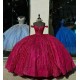 Sweetheart Burgundy Quinceanera Dresses Off Shoulder Ball Gown 15 Dress With Bow