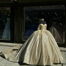 Sweetheart Champagne Quinceanera Dresses Off Shoulder 15 Dress