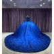 Sweetheart Crystal Navy blue Quinceanera Dresses Off Shoulder Sequin 15 Dress