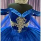 Sweetheart Crystal Navy blue Quinceanera Dresses Off Shoulder Sequin 15 Dress