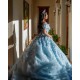 Sweetheart Neck 15 Dress Off Shoulder Sky Blue Quinceanera Dresses With 3D Flowers