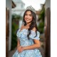 Sweetheart Neck 15 Dress Off Shoulder Sky Blue Quinceanera Dresses With 3D Flowers