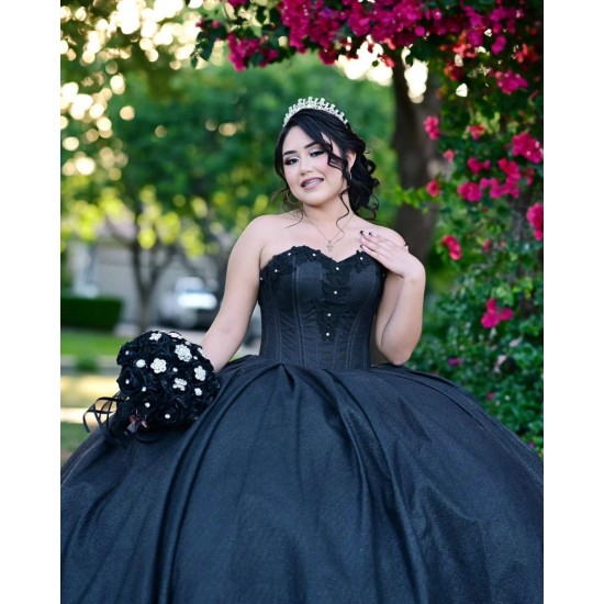 Sweetheart Neck Black Quinceanera Dress Sleeveless 15 Dresses