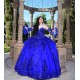 Sweetheart Neck Blue Quince Dresses Metallic Sequin Detachable 15 Dress