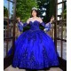 Sweetheart Neck Blue Quince Dresses Metallic Sequin Detachable 15 Dress