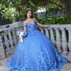 Sweetheart Neck Blue Quinceanera Dress Off Shoulder 15 Dresses