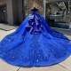 Sweetheart Neck Blue Quinceanera Dress Sweet 15 Gowns With Bow