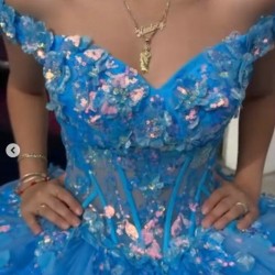 Sweetheart Neck Blue Quinceanera Dresses Off Shoulder 15 Dress