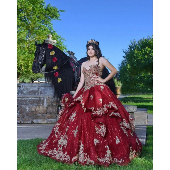 Sweetheart Neck Burgundy Quinceanera Dress Sleeveless 15 Dresses