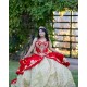 Sweetheart Neck Champagne On Red Quinceanera Dress Sleeveless 15 Dresses