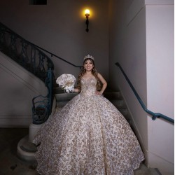 Sweetheart Neck Champagne Quinceanera Dress 2024 Sleeveless Sweet 15 Gowns