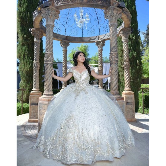 Sweetheart Neck Champagne Quinceanera Dress Off Shoulder 15 Dresses