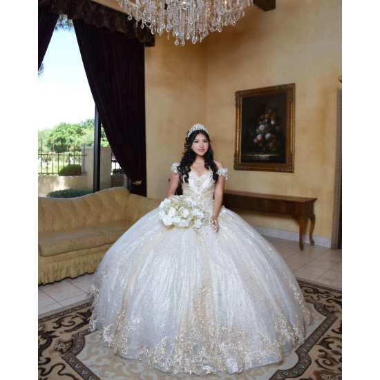 Sweetheart Neck Champagne Quinceanera Dress Off Shoulder 15 Dresses