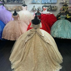 Sweetheart Neck Champagne Quinceanera Dress Off Shoulder 15 Dresses With Bow