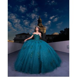 Sweetheart Neck Emerald Green Quinceanera Dress Off Shoulder Sweet 15 Gowns