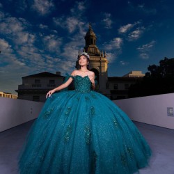 Sweetheart Neck Emerald Green Quinceanera Dress Off Shoulder Sweet 15 Gowns