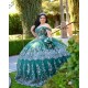 Sweetheart Neck Emerald Green Quinceanera Dress Sequin Off Shoulder 15 Dresses