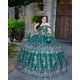 Sweetheart Neck Emerald Green Quinceanera Dress Sequin Off Shoulder 15 Dresses