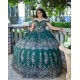 Sweetheart Neck Emerald Green Quinceanera Dress Sequin Off Shoulder 15 Dresses